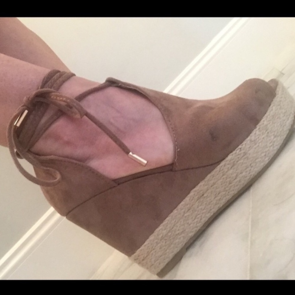 Wedge ankle tie suede espadrille